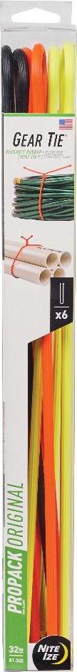 0-in x 22-in to 32-in Gear tie with Hookless 6 -Pack