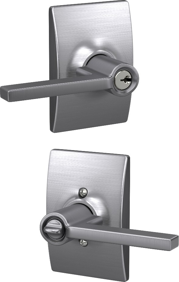 Latitude - Century Satin Chrome Exterior Keyed Entry Door Handle