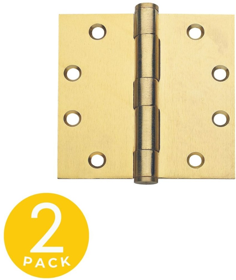 Residential Hinge 4-in H Square Satin Bass Surface mount Interior/Exterior Door Hinge 2 -Pack
