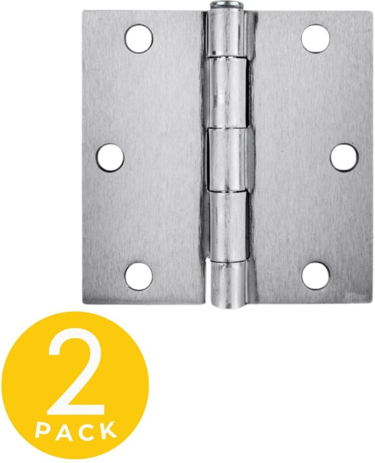 Residential Hinge 3-1/2-in H Square Brushed Chrome Surface mount Interior/Exterior Door Hinge 2 -Pack