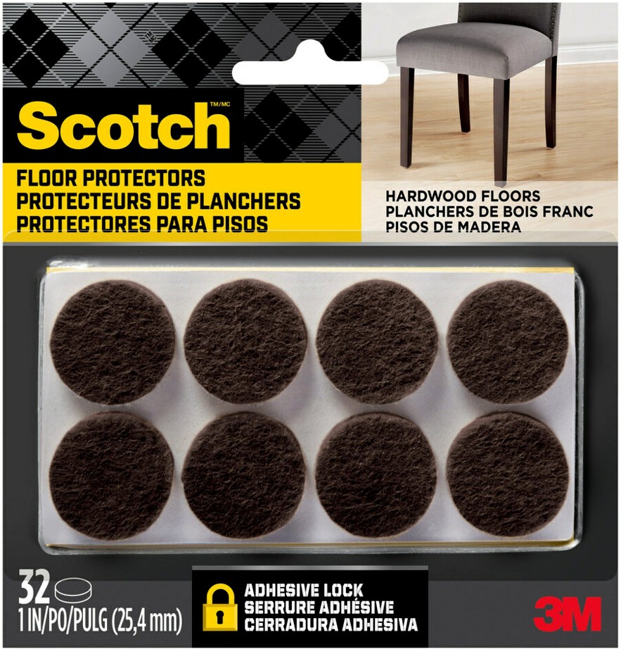 32 -Pack 1-in Brown Round Felt furniture pads