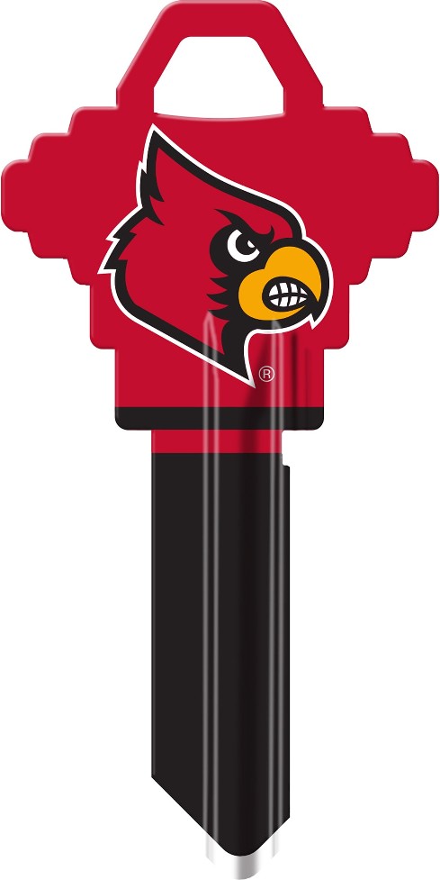 Louisville Cardinals Black and red Kwikset Brass House/Entry Key Blank