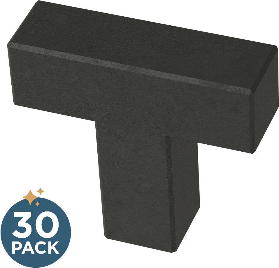 Simple Modern Square 1-1/4-in Matte Black Bar Modern Cabinet Knob 30 -Pack