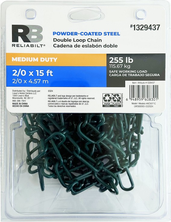 15.0-ft x Weldless Green powder coated Steel Chain (By-the-Roll)