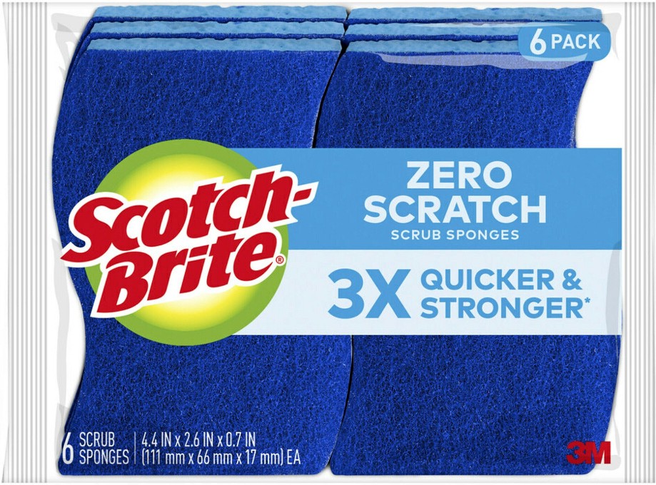 Zero Scratch Cellulose Sponge with scouring pad 6 -Pack