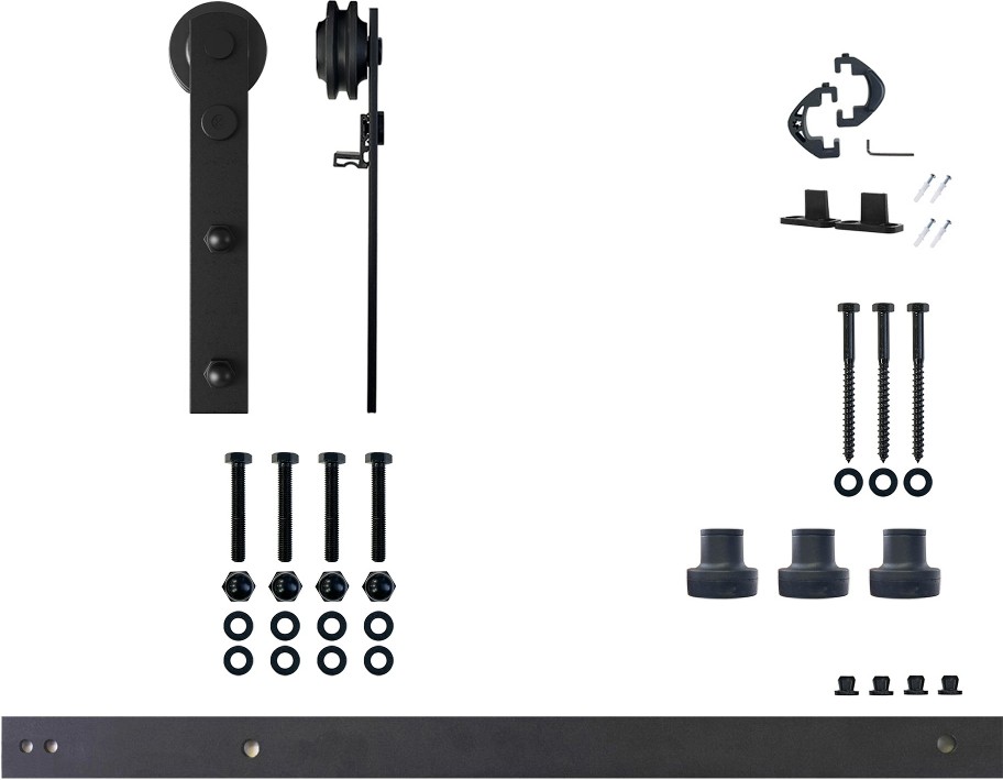 54-in Rustic black Black Indoor I-strap Single Barn door hardware kit