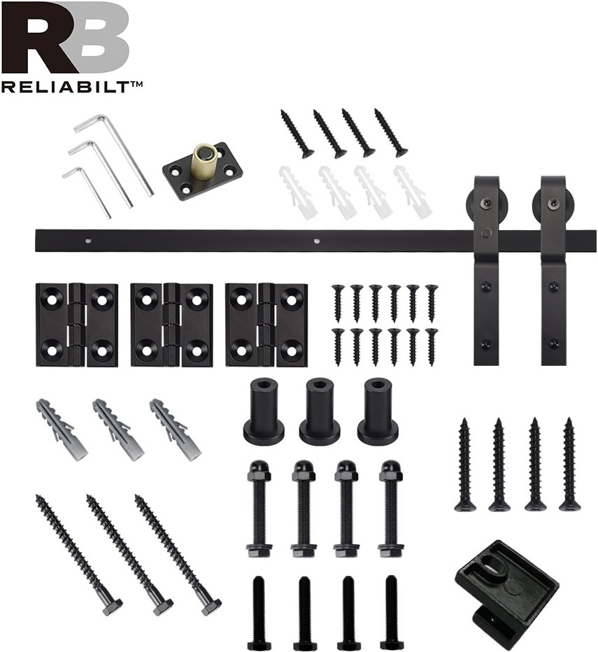 39-in Matte Matte Black Indoor J-strap Single bifold Barn door hardware kit