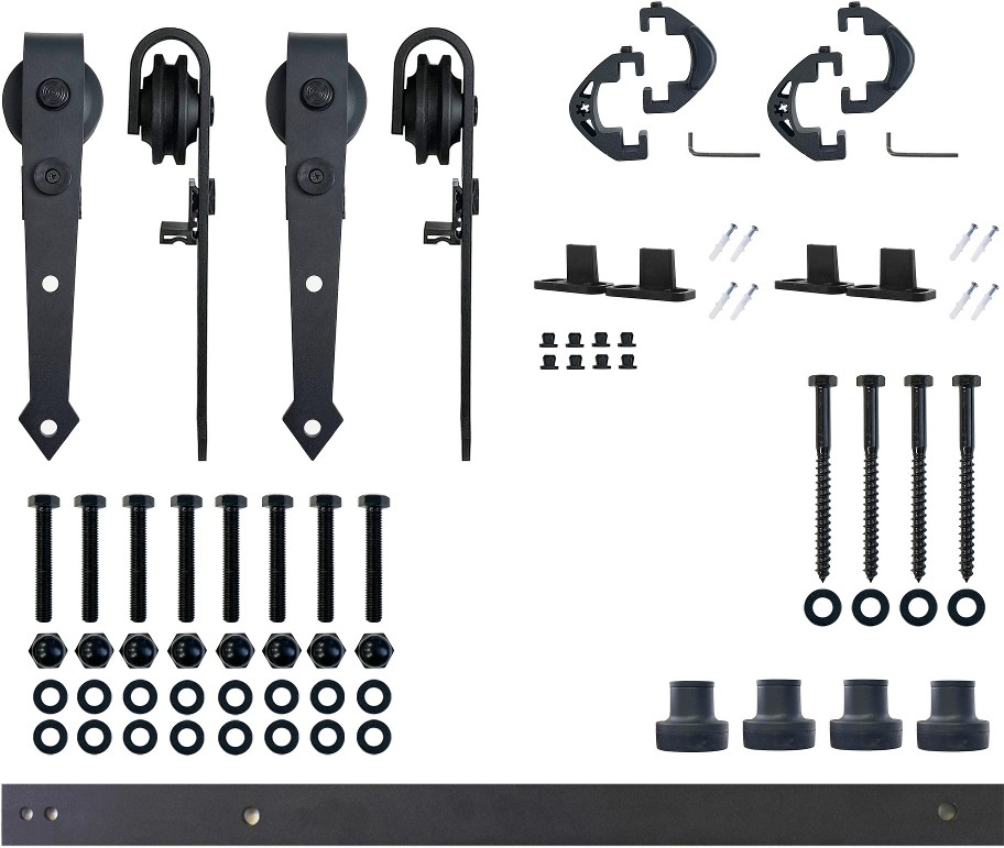 60-in Rustic black Black Indoor Arrow Double Barn door hardware kit