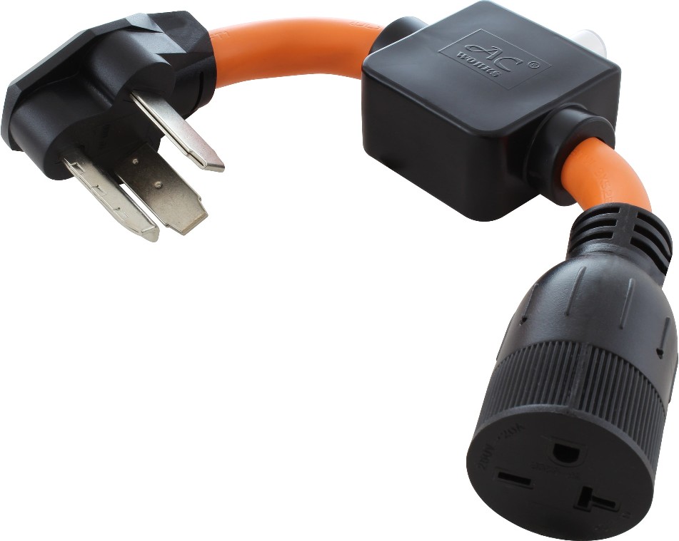 1ft NEMA 10-30P to NEMA 6-20R With Breaker 20 -Amp 3-wire grounding Single to single Orange Basic Flexible Adapter