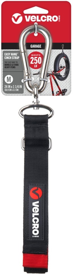 24 Inch Black Hooks EASY HANG Cinch Strap Medium - Holds 250 Pounds Hook loop fastener 250-lb Weight Capacity