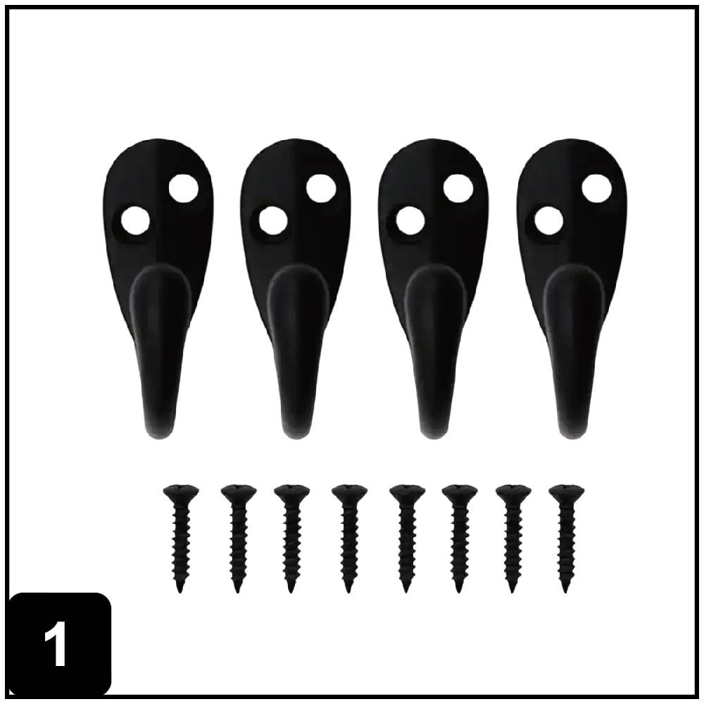 1.57-in Black Zinc die-cast Universal hook 4 -Pack