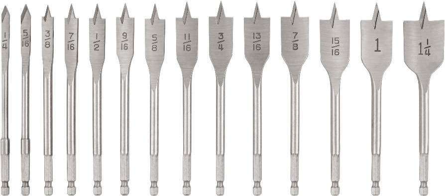 Classic 14-Piece x Assorted Woodboring Spade Drill Bit Set