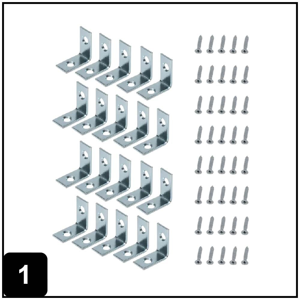 1-in x 0.5-in x 1-in 1.8 -Gauge Zinc-plated Steel Corner brace 20 -Pack