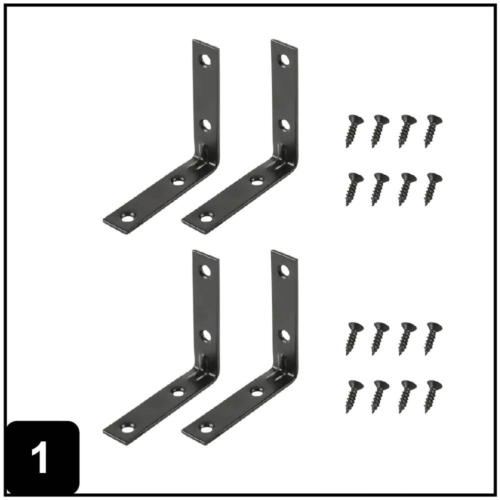 2-in x 0.625-in x 2-in 1.8 -Gauge Black Steel Corner brace 4 -Pack