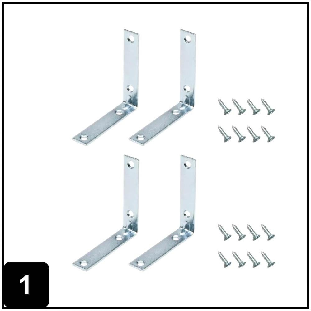 4-in x 0.875-in x 4-in 3 -Gauge Zinc Steel Corner brace 4 -Pack