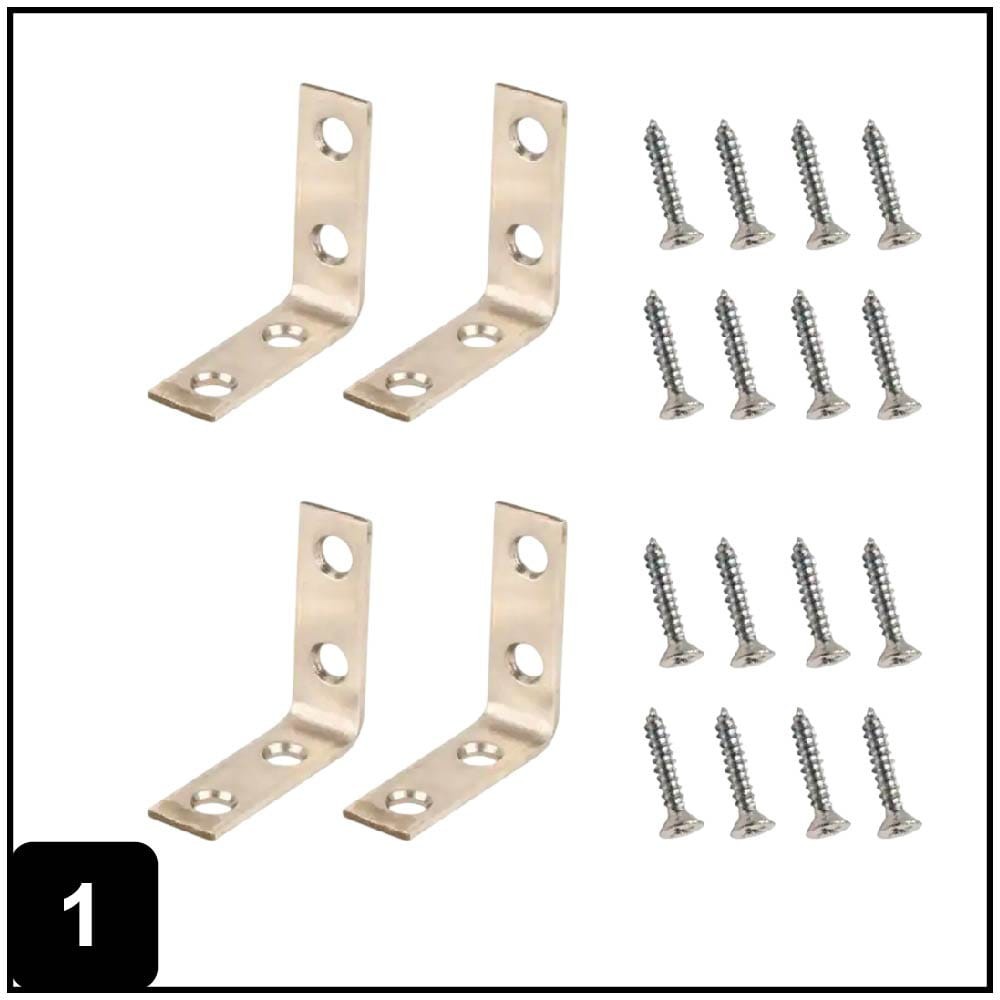 Corner Brace 1.5-in x 0.5-in x 1.5-in 1.8 -Gauge Stainless steel Stainless steel Corner brace 4 -Pack