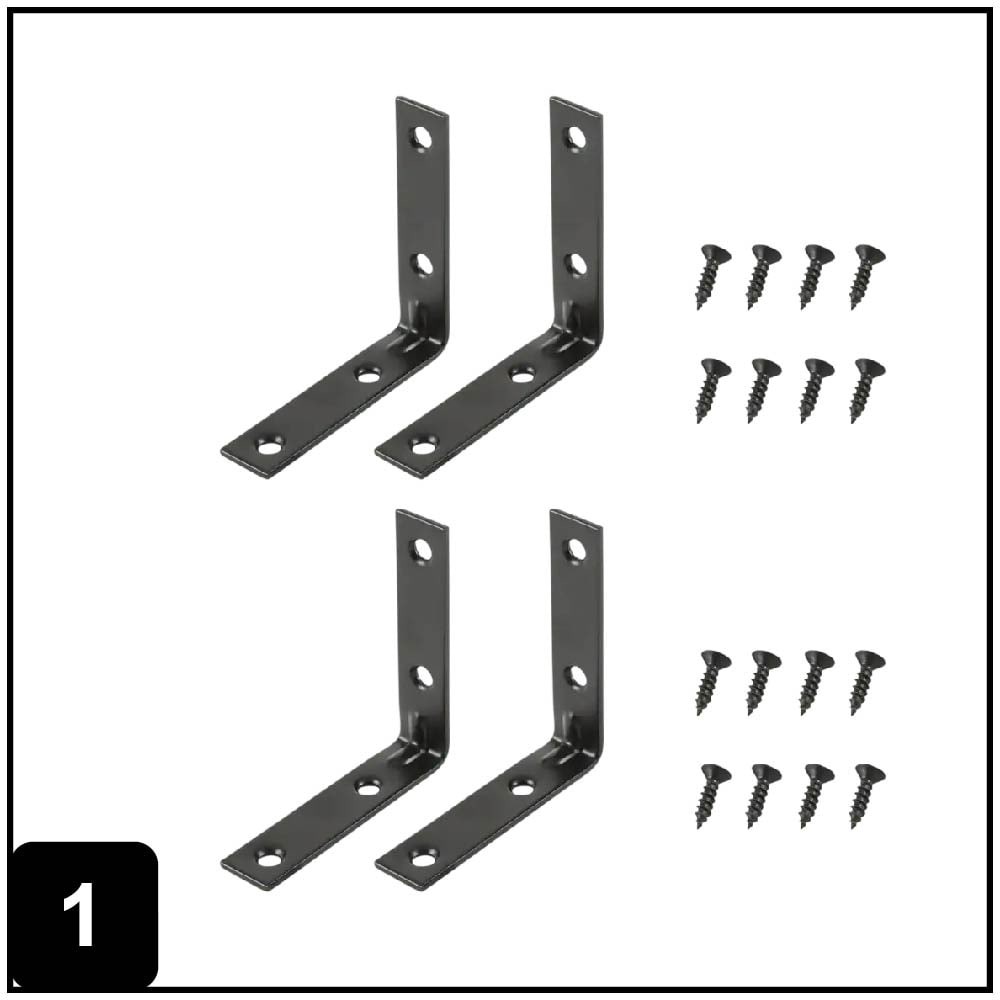 3-in x 0.75-in x 3-in 2.5 -Gauge Black Steel Corner brace 4 -Pack