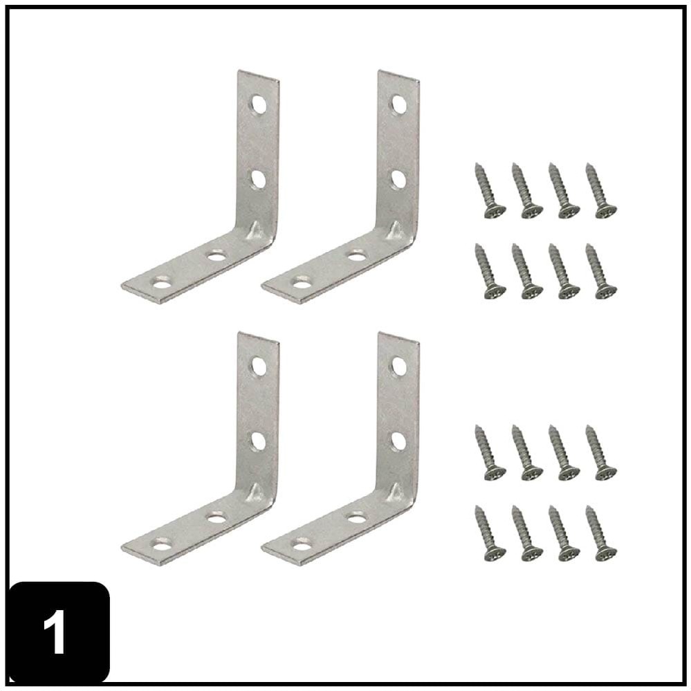 4-in x 0.875-in x 4-in 3 -Gauge Galvanized Steel Corner brace 4 -Pack