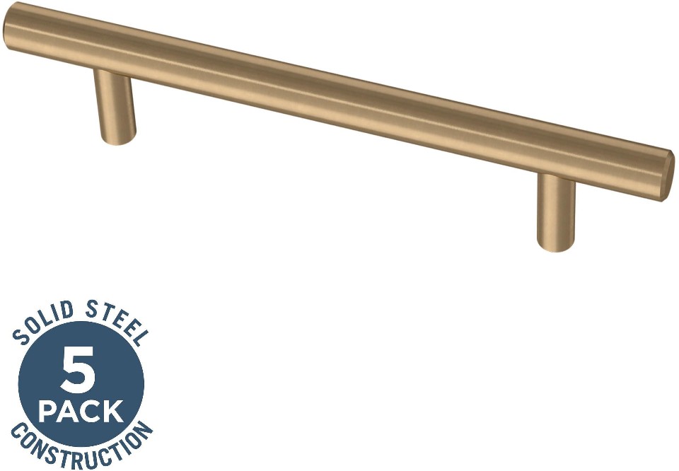 Bar 5-1/16-in , 128mm Center to Center Champagne Bronze Antimicrobial Cylindrical Bar Drawer Pull 5 -Pack