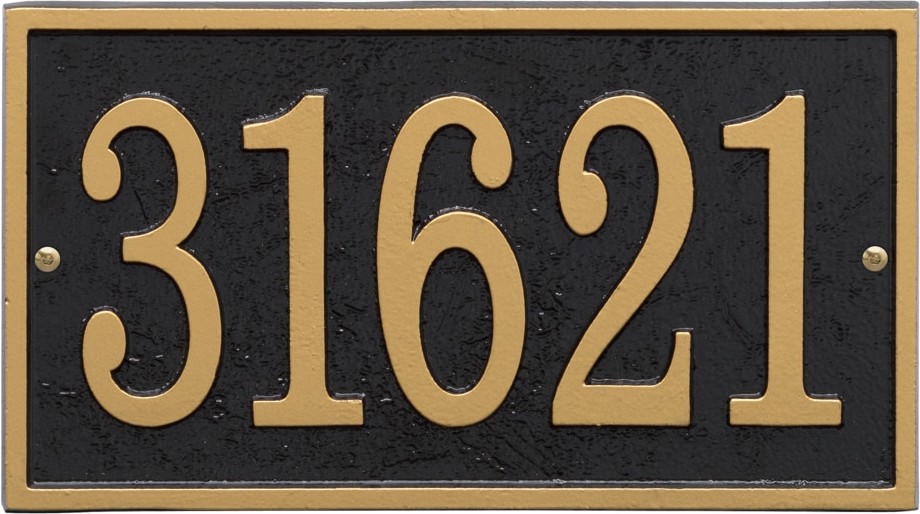 6-1/4-in H x 11-in W Black/Gold Aluminum Address plaque