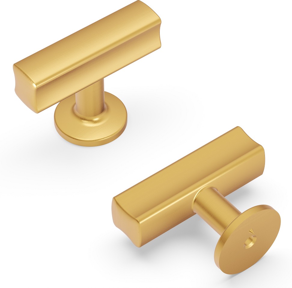 Woodward Brushed Golden Brass Bar Contemporary Cabinet Knob 10 -Pack