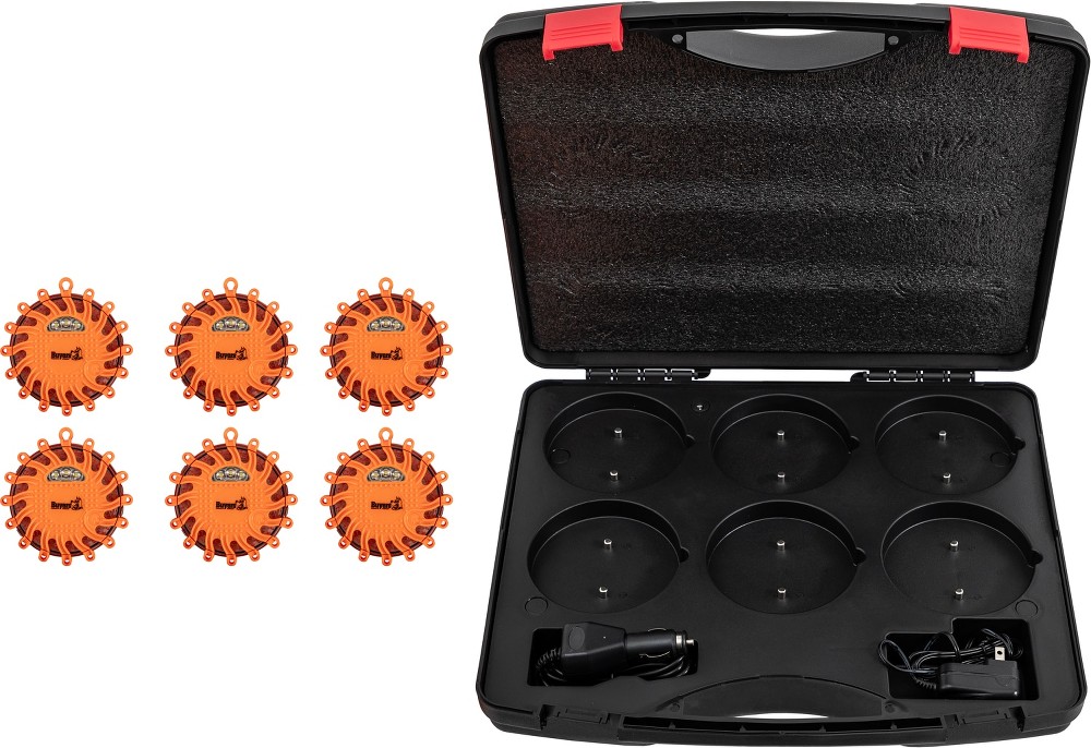 4-in Round Rechargeable Strobe/Flare Kit with 6 Flares and Charging Case