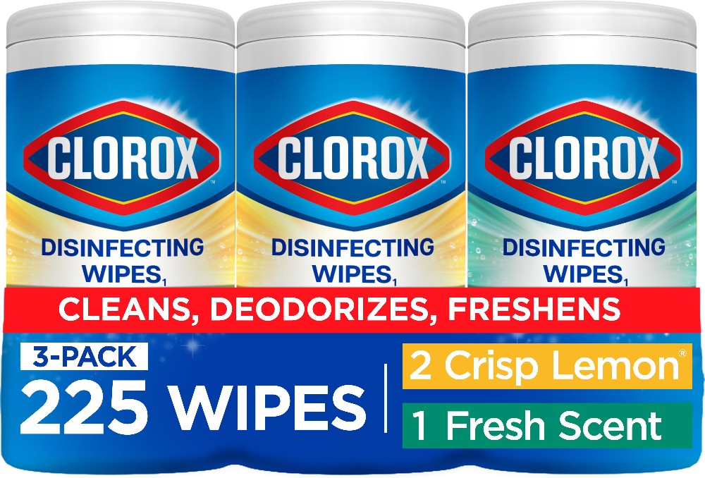 225 -Count Crisp Lemon and Fresh Scent Disinfectant Wipes All-Purpose Cleaner 3 -Pack
