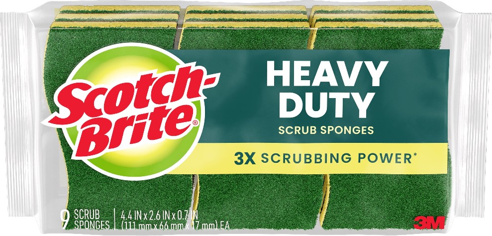 Heavy Duty Cellulose Sponge with scouring pad 9 -Pack