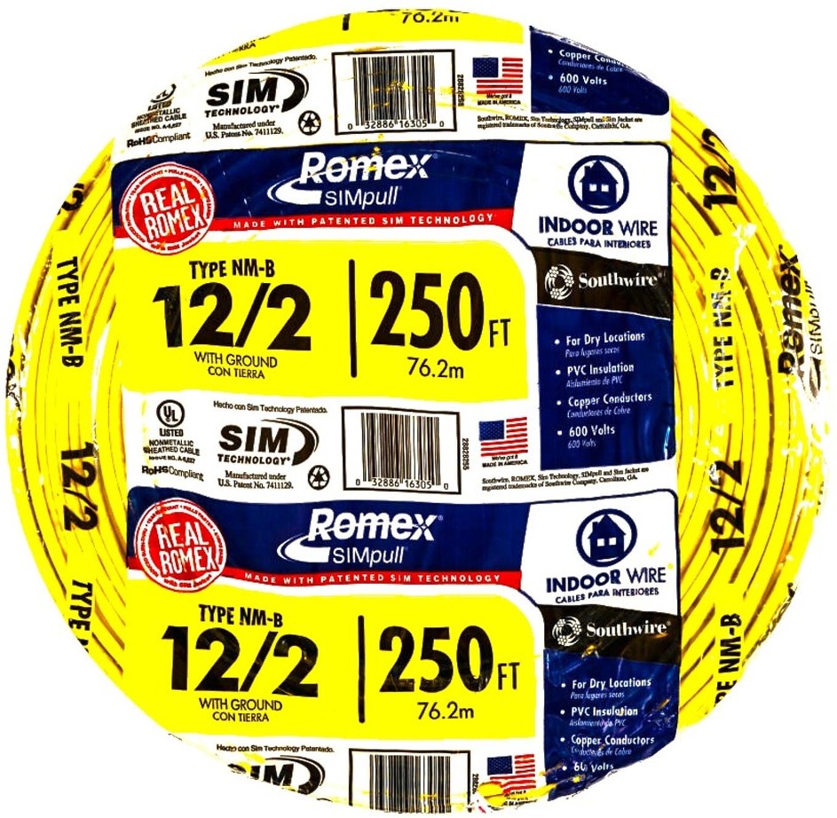 250-ft 12 / 2 / Romex SIMpull Solid Indoor CU NM-B Individual pack ( By-the-roll )