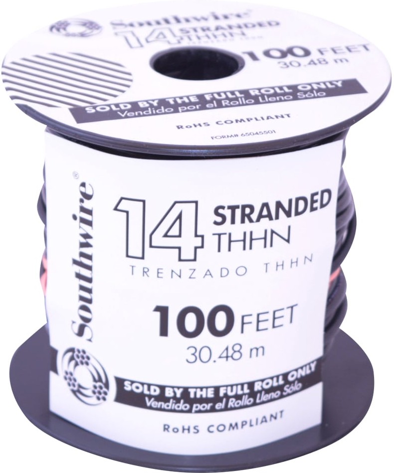 100-ft 14 -AWG Black Stranded Copper THHN wire ( By-the-roll )