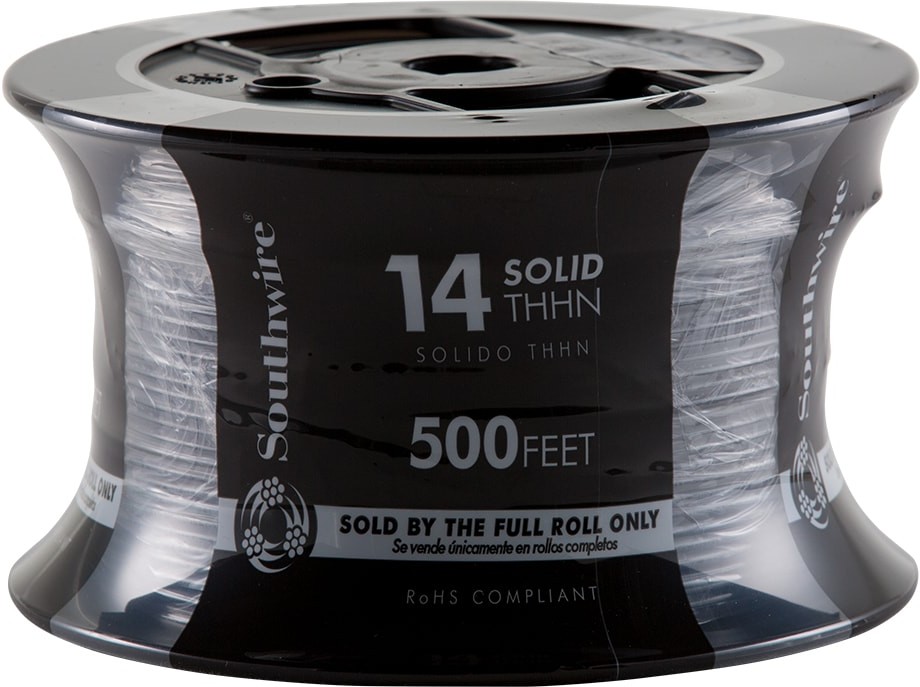 500-ft 14 -AWG Black Solid Copper THHN wire ( By-the-roll )