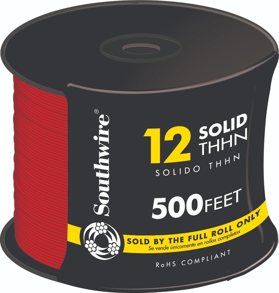 500-ft 12 -AWG Red Solid Copper THHN wire ( By-the-roll )