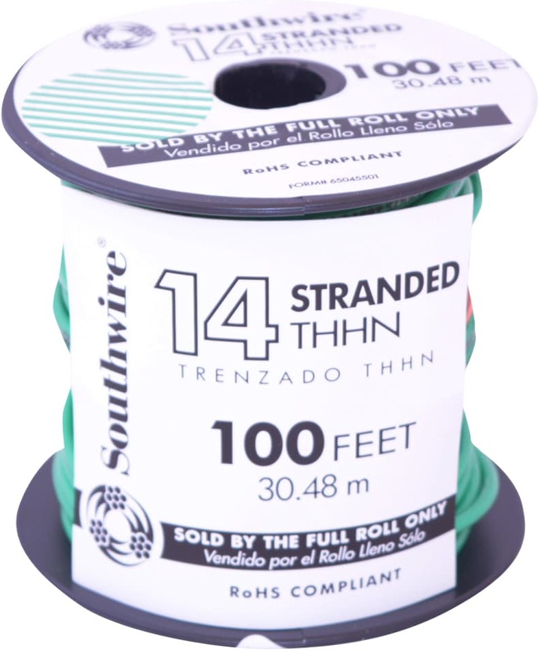 100-ft 14 -AWG Green Stranded Copper THHN wire ( By-the-roll )