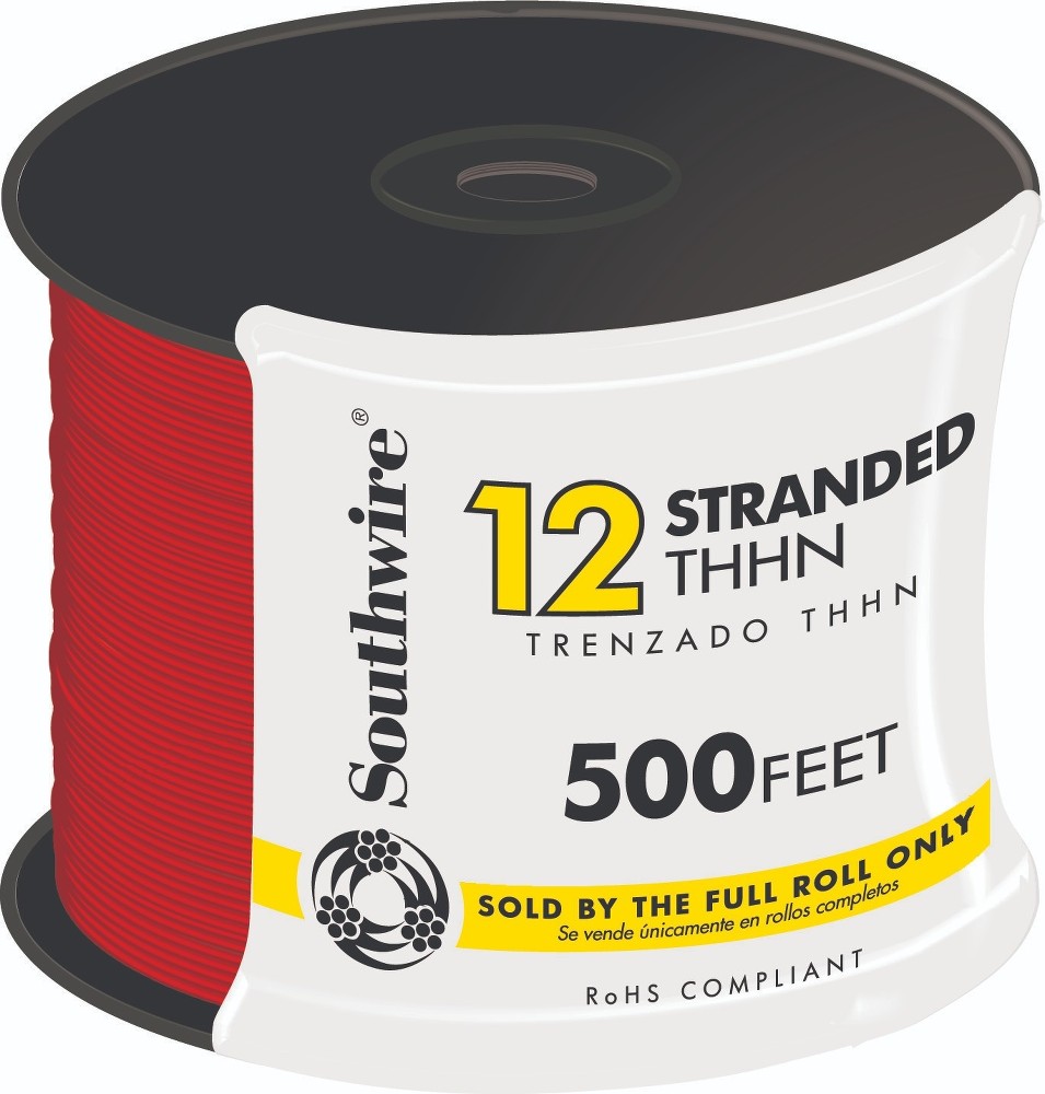 500-ft 12 -AWG Red Stranded Copper THHN wire ( By-the-roll )