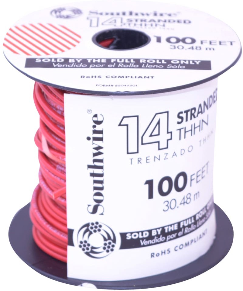 100-ft 14 -AWG Red Stranded Copper THHN wire ( By-the-roll )