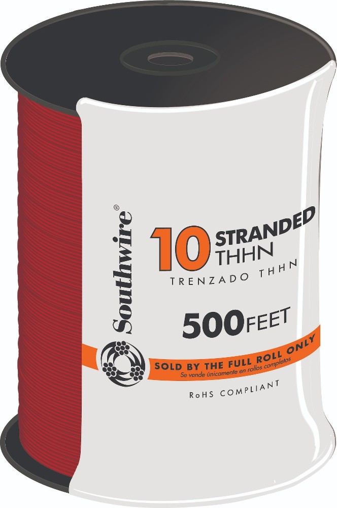 500-ft 10 -AWG Red Stranded Copper THHN wire ( By-the-roll )