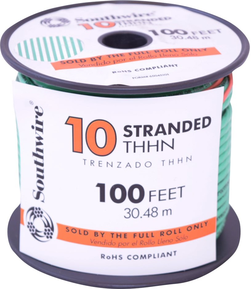 100-ft 10 -AWG Green Stranded Copper THHN wire ( By-the-roll )