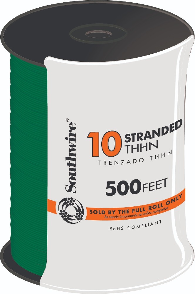 500-ft 10 -AWG Green Stranded Copper THHN wire ( By-the-roll )