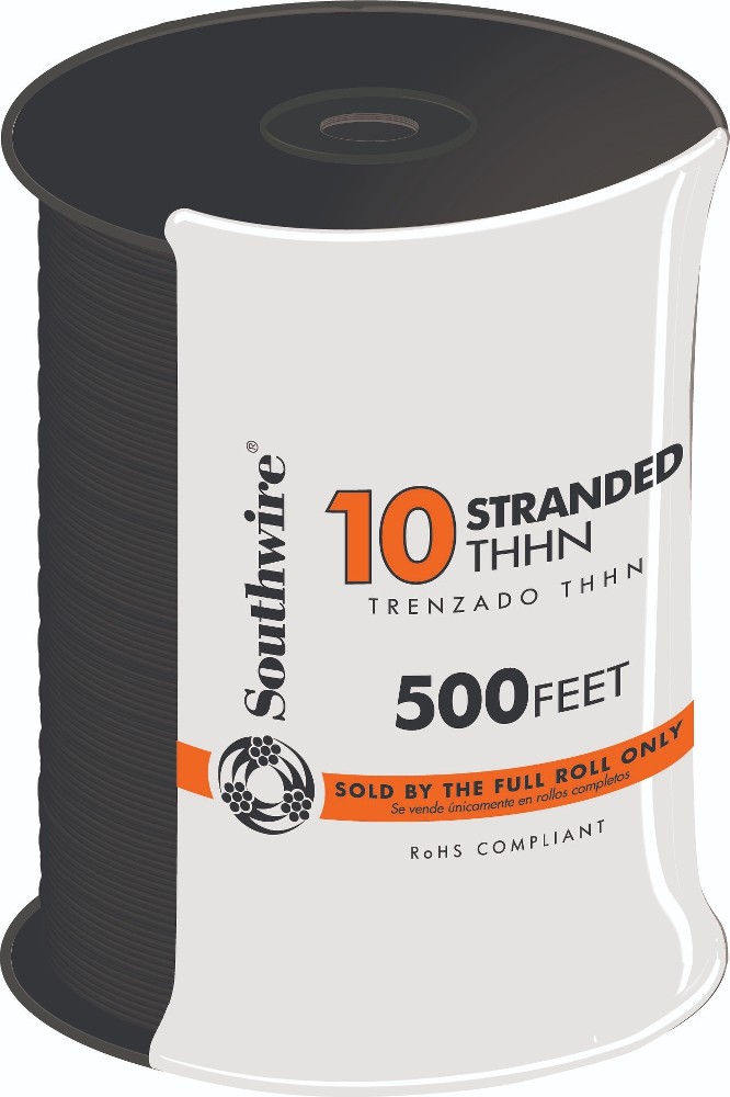 500-ft 10 -AWG Black Stranded Copper THHN wire ( By-the-roll )