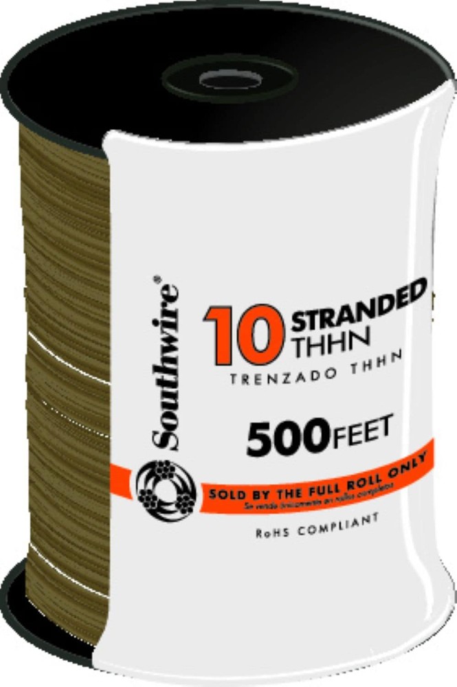 500-ft 10 -AWG Brown Stranded Copper THHN wire ( By-the-roll )