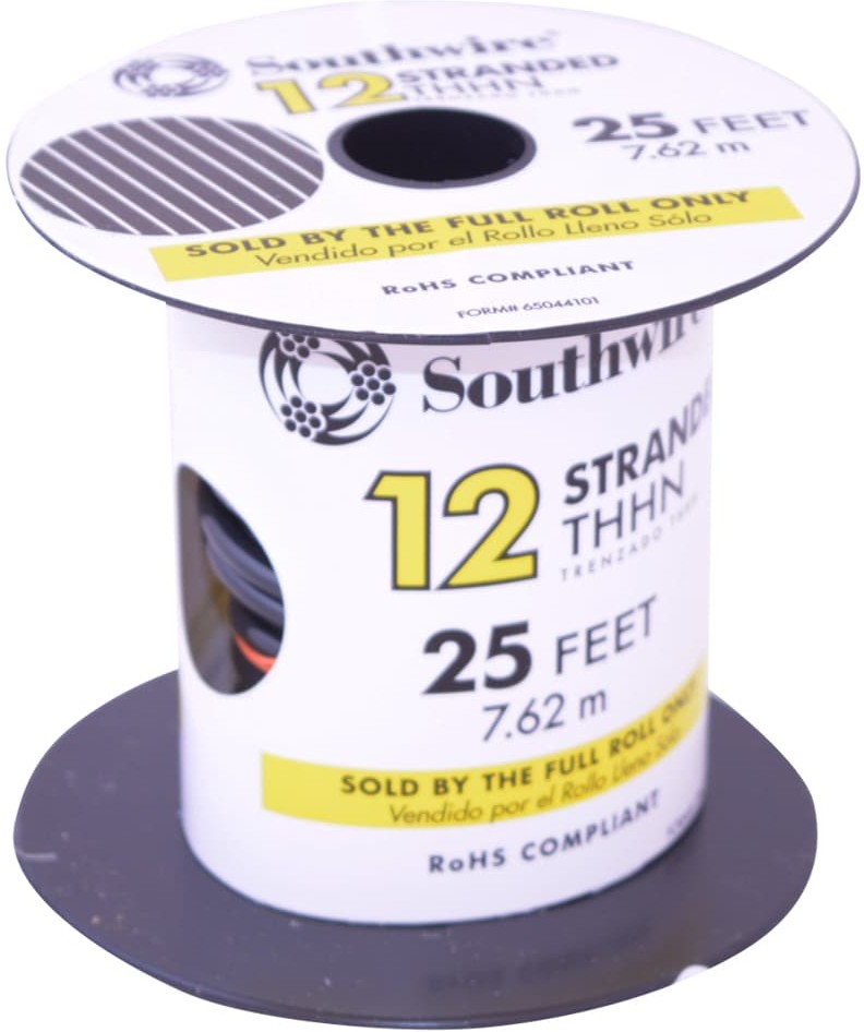 25-ft 12 -AWG Black Stranded Copper THHN wire ( By-the-roll )