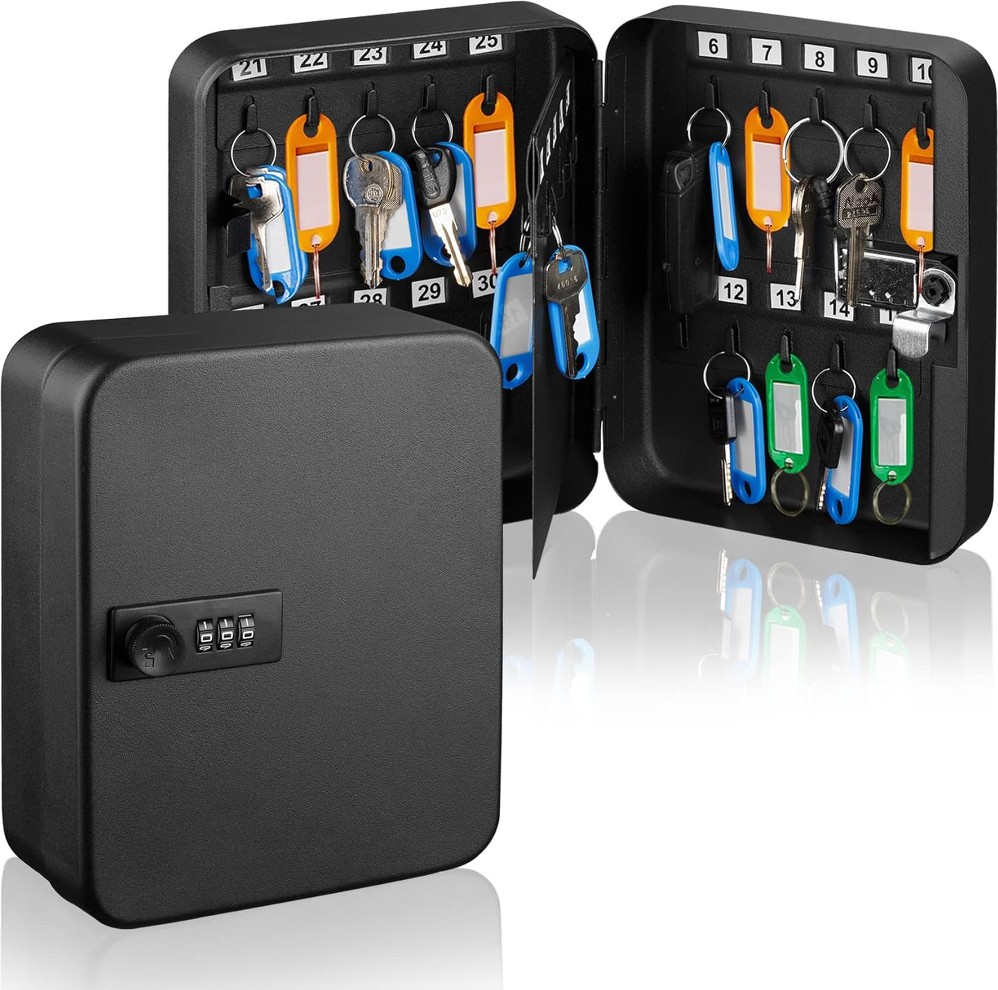 Wall Knob Black Combination Lock 30-Key Cabinet