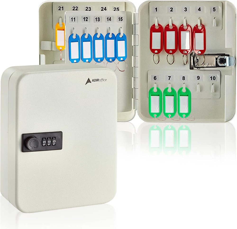 Wall Knob White Combination Lock 30-Key Cabinet