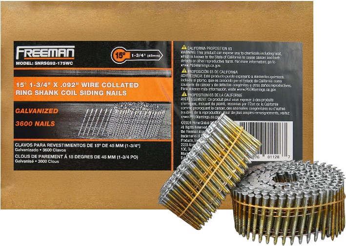 15 Degree 1-3/4 In Wire Collated Galvanized Ring Shank Coil Siding Nails (3600-Count)