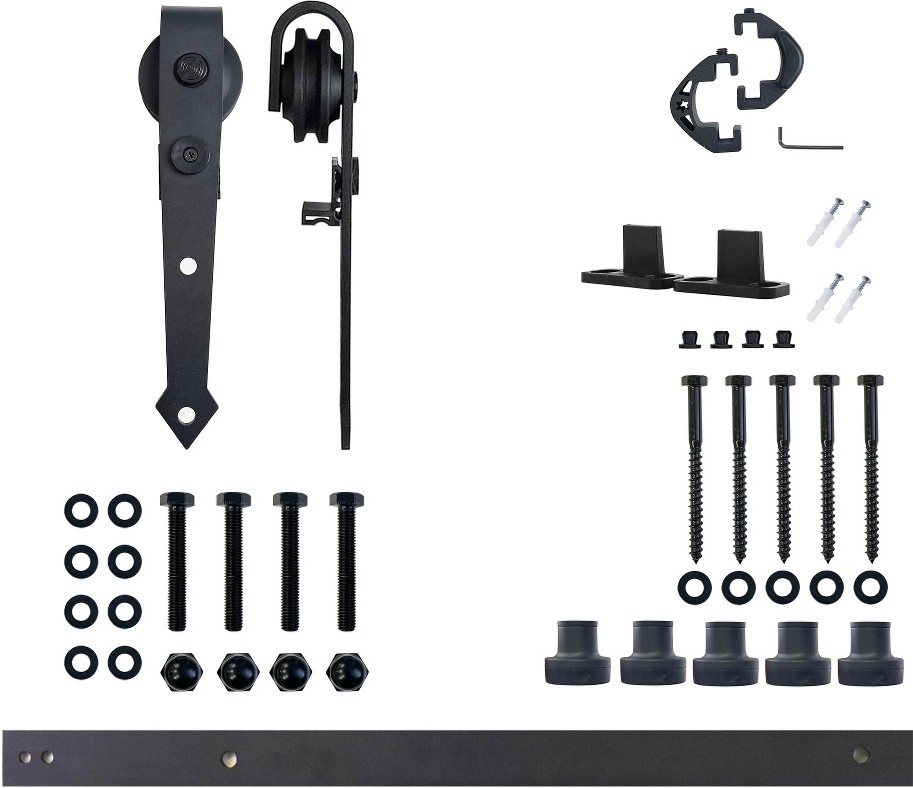72-in Rustic black Black Indoor Arrow Single Barn door hardware kit