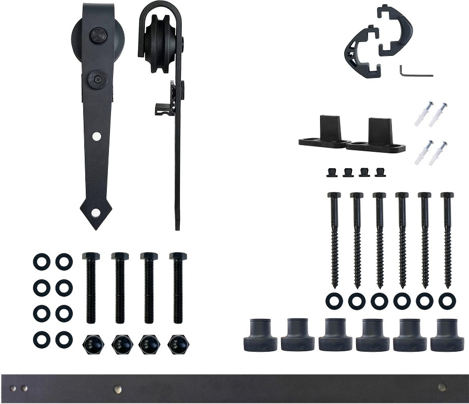 96-in Rustic black Black Indoor Arrow Single Barn door hardware kit