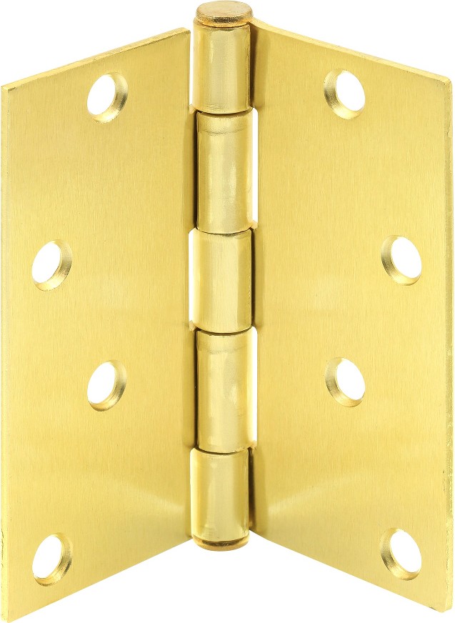 4-in H Square Satin Brass Barrel Interior/Exterior Door Hinge 3 -Pack