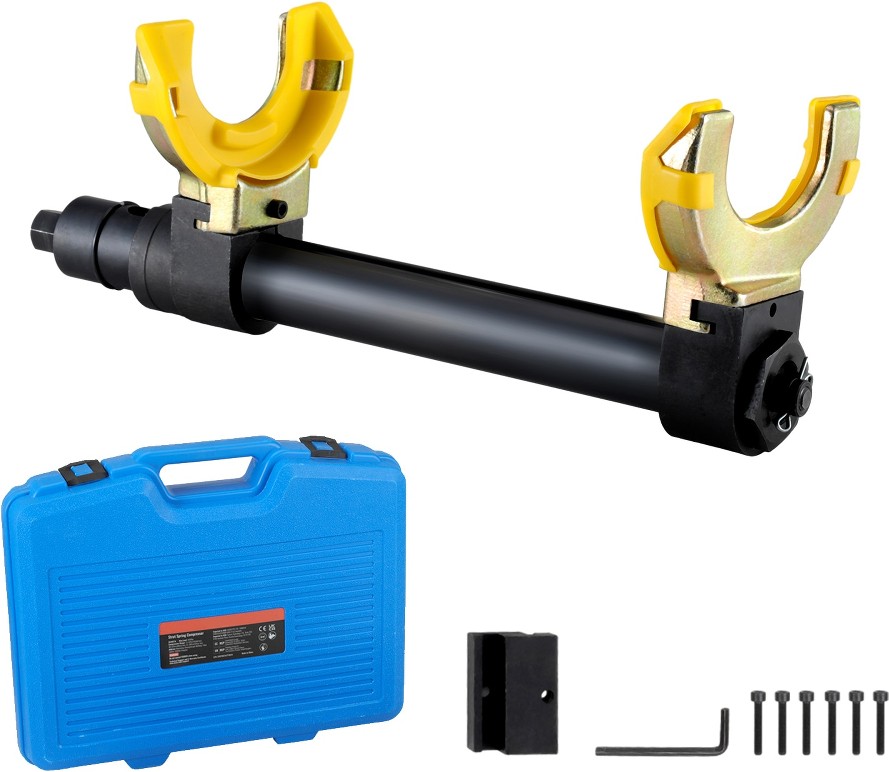 Coil Spring Compressor Kit. Interchangeable Macpherson Spring Compressor. Removal Set with Safety Sleeve and Case For Vehicle Maintenance