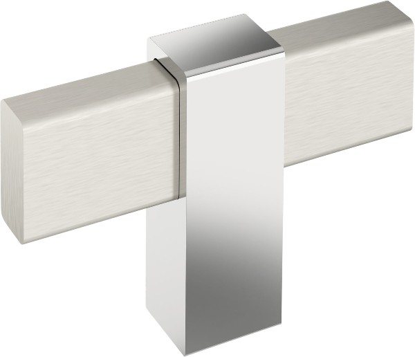 Mulino 2-3/8-in Satin Nickel/Polished Chrome Bar Contemporary Cabinet Knob