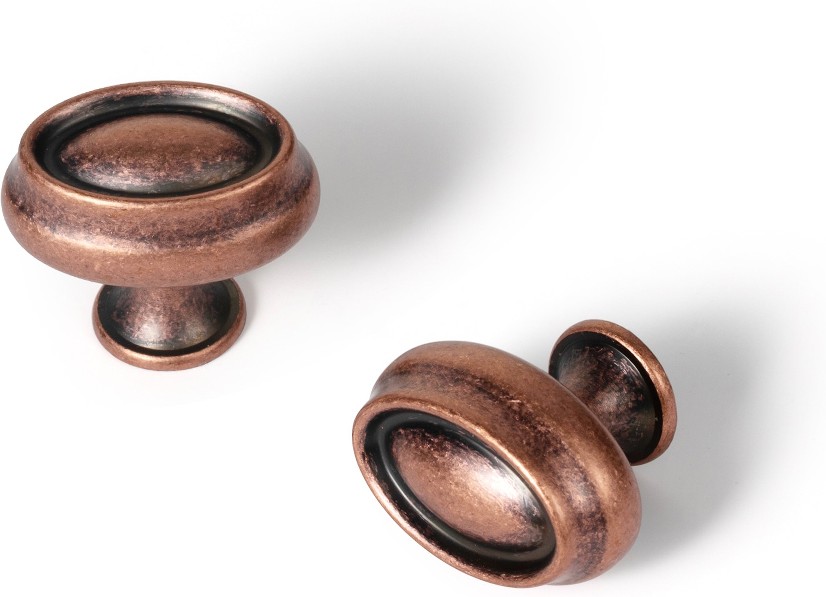 1-2/5-in Antique Copper Round Classic Cabinet Knob 12 -Pack